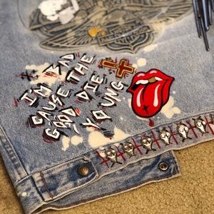 Hand painted custom vintage Harley Davidson vest